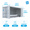 Dimensions container 20 pieds DRY Open Side premier voyage