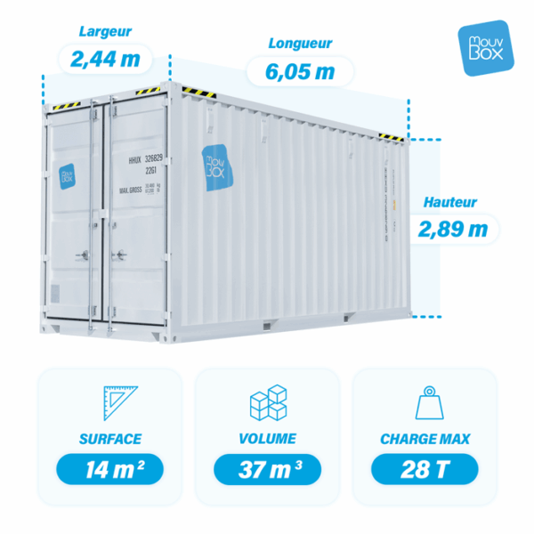 Dimensions container 20 pieds High Cube premier voyage