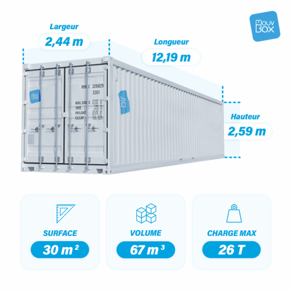 Dimensions container 40 pieds DRY premier voyage