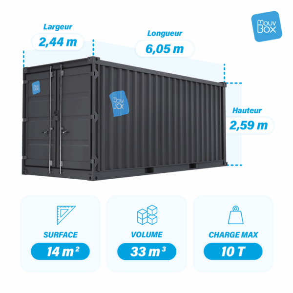 Dimensions container de stockage 20 pieds