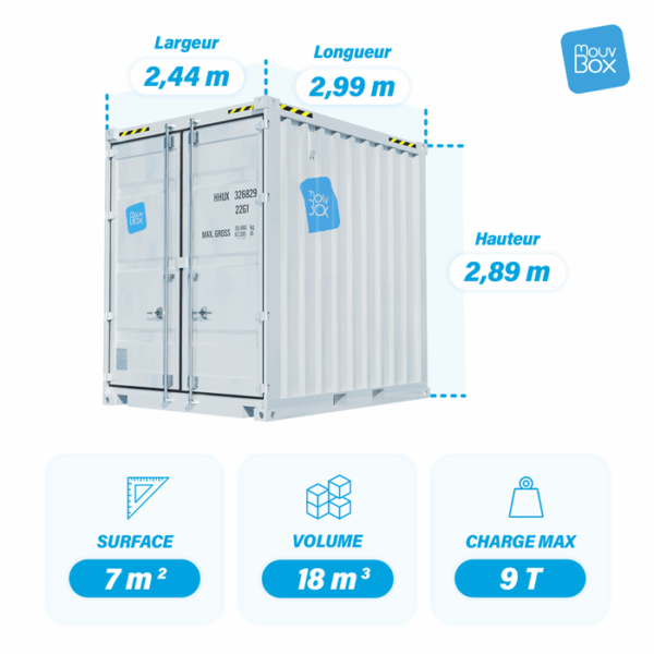 Dimensions container 8 pieds High Cube premier voyage