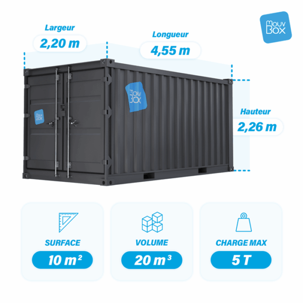 Dimensions container stockage 15 pieds