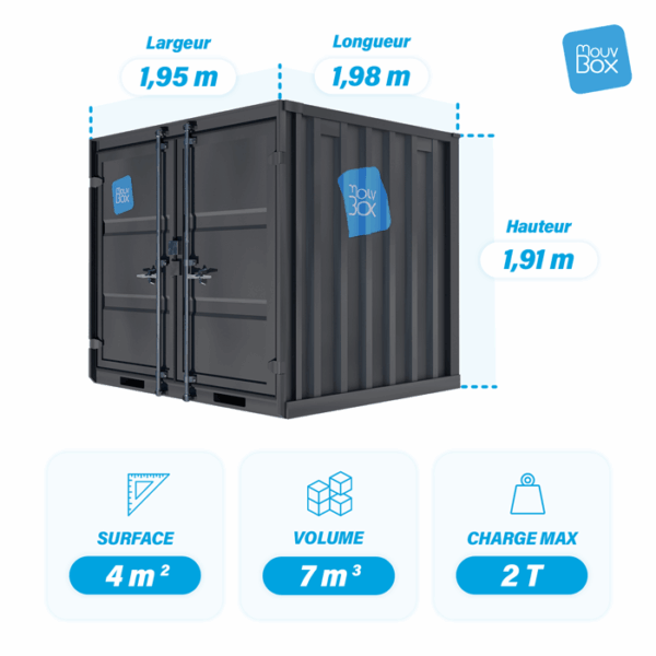 Dimensions container stockage 6 pieds