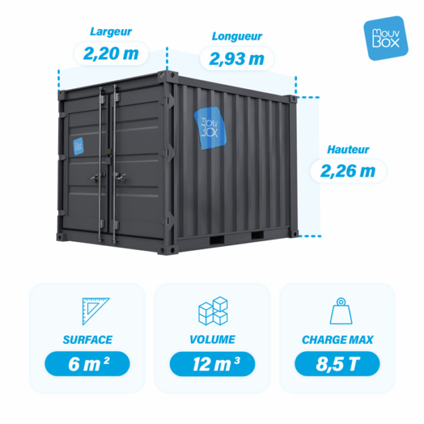 Dimensions container stockage 9 pieds